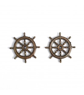 Roda de leme metálica de 30 mm para modelos de navios (2 unid.)