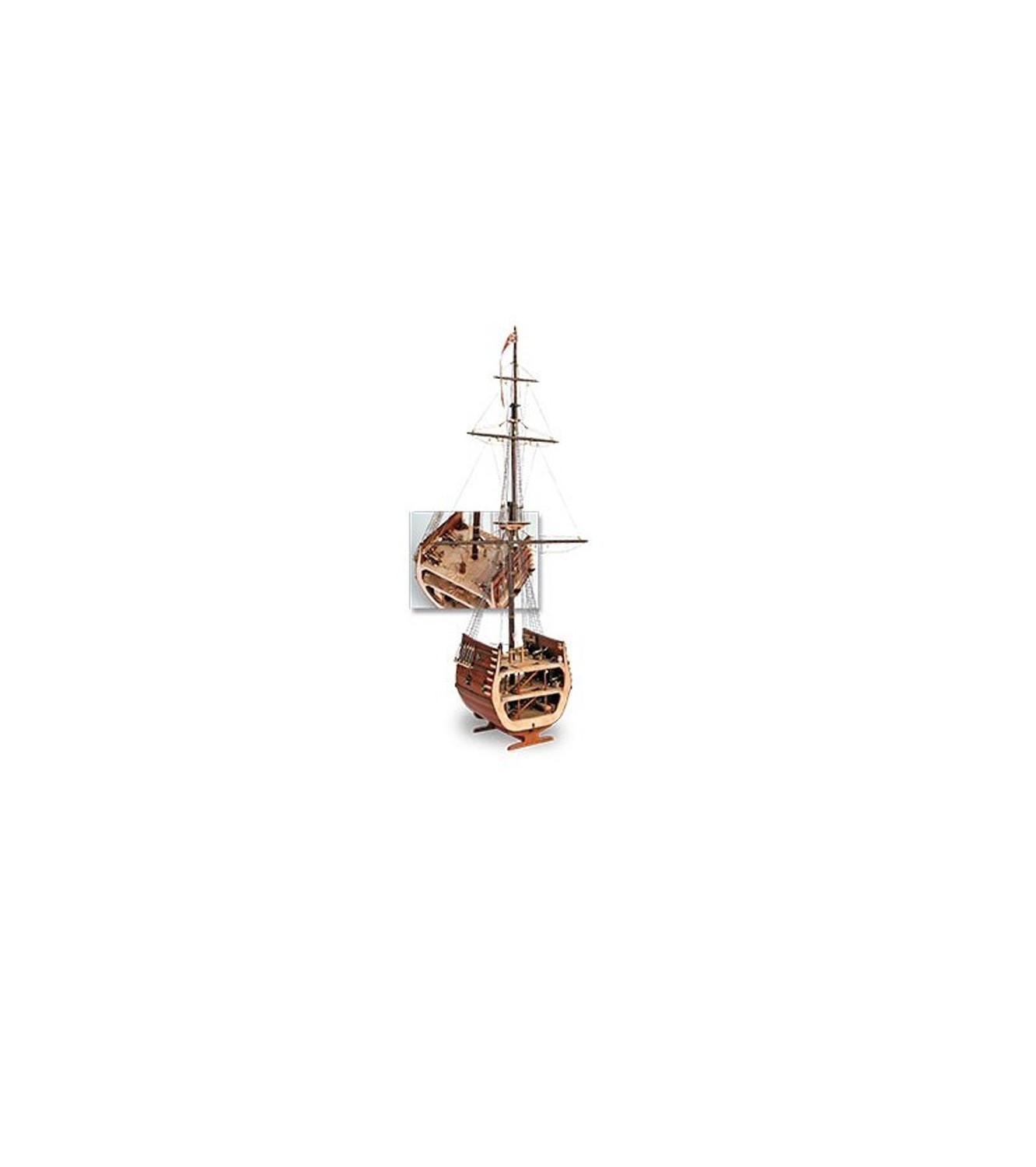 Wooden Ship Model Section of San Francisco Galleon 1:50