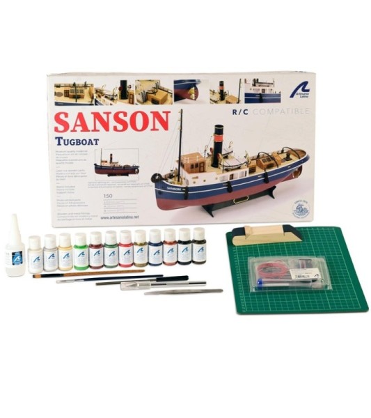 Remolcador Sanson. Pack Regalo con Maqueta, Pinturas, LED's y Herramientas