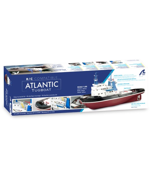 Rebocador Atlantic 1:50 Modelo de um barco navegável em madeira e ABS (adequado para R/C)