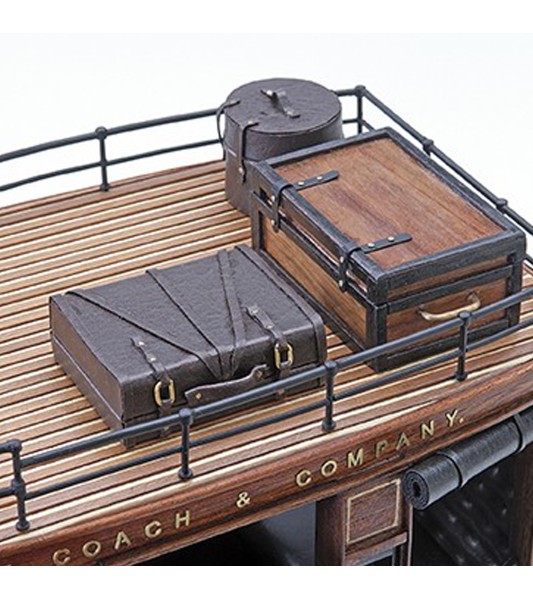 Diligência de diligência 1848 1:10. Modelo à escala de luxo em madeira e metal