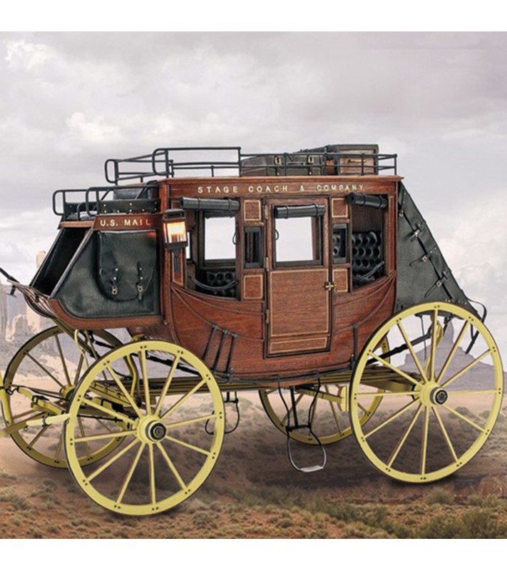 Stagecoach 1848. 1:10 Deluxe Wooden and Metal Model Kit