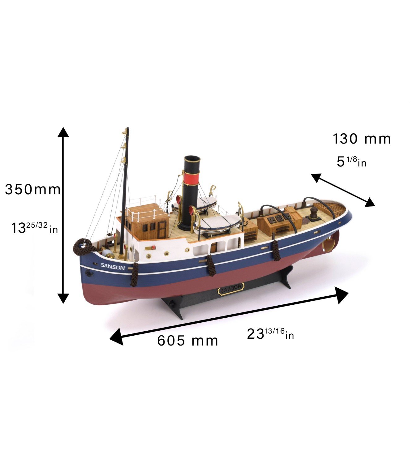 Wooden Model Ship Kit. 1940's Tugboat Sanson at 1:50 Scale
