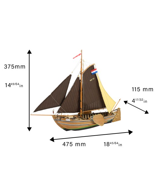 Barco de pesca Botter 1:35 Modelo à escala de um barco de pesca em madeira
