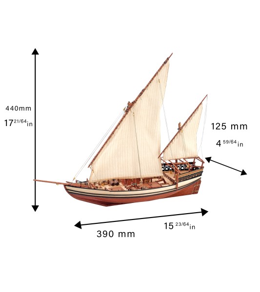 Arabisk dhow Sultan. 1:60 modelskibssæt i træ