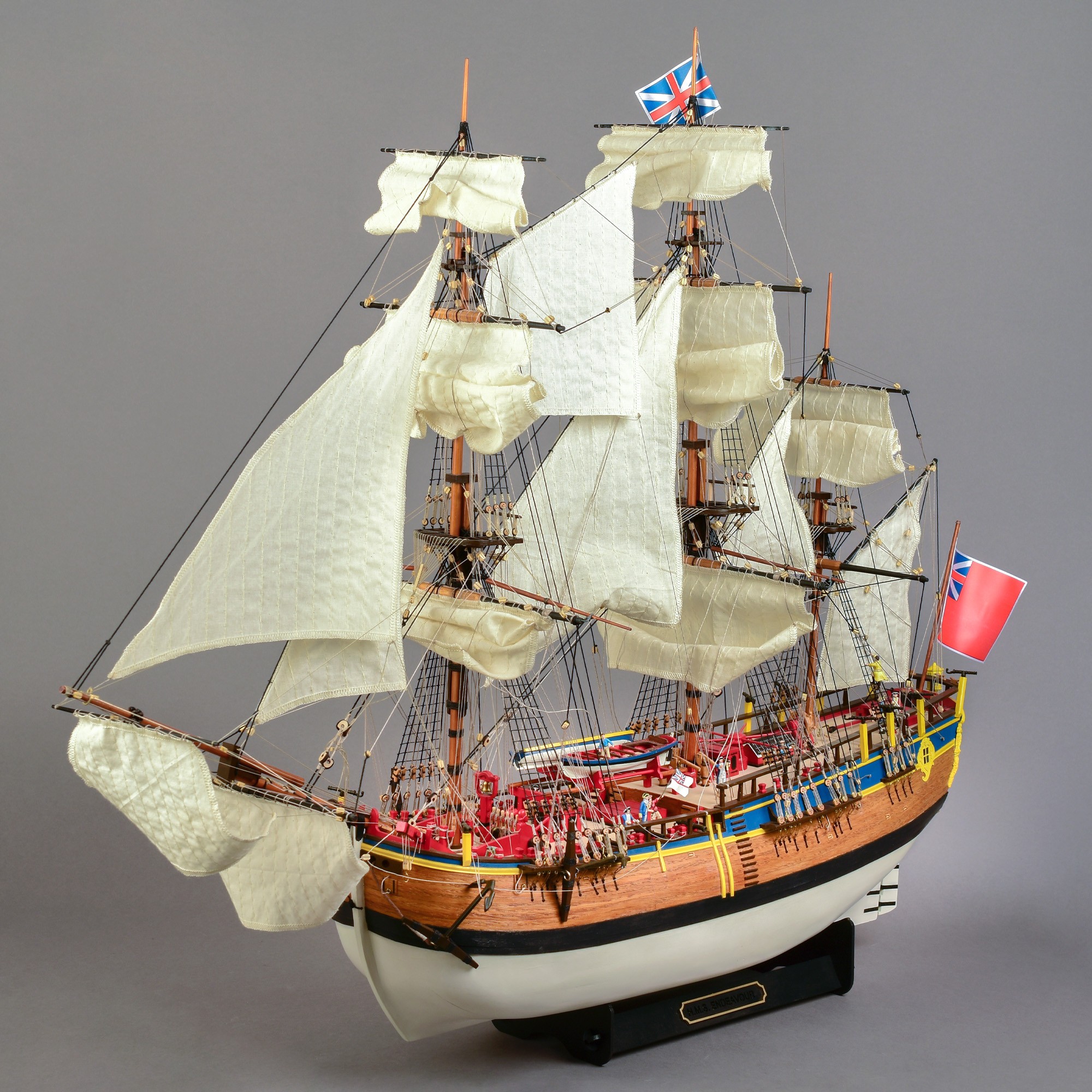 Wooden Model Ship Kit: HMS Endeavour 1:65 scale. James Cook