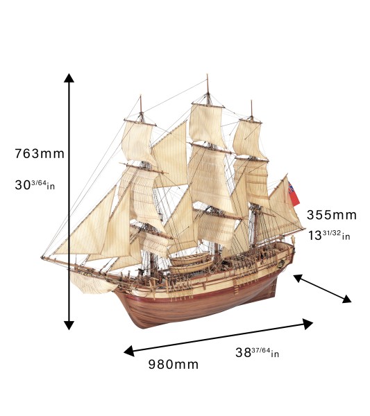 Statek handlowy HMS Bounty. drewniany model statku w skali 1:48
