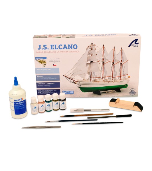 Trainingsschip Juan Sebastián Elcano / Esmeralda. Geschenkverpakking met model, verf en gereedschap