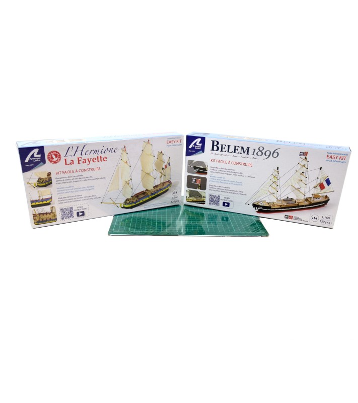 Easy Kits Geschenkpakket met eenvoudige modellen en accessoires: Easy Kits boten Hermione La Fayette en Belem