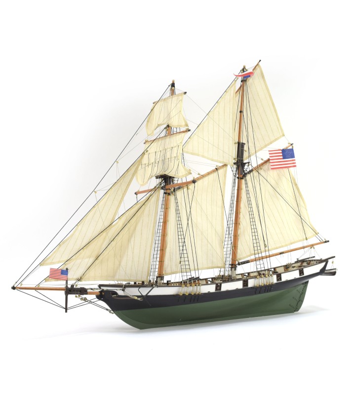 Amerikaanse schoener HARVEY 1:60. Houten modelschip