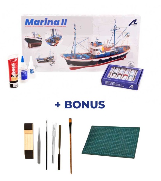 Thonier Marina II. Pack Cadeau avec Maquette, Peintures et Outils