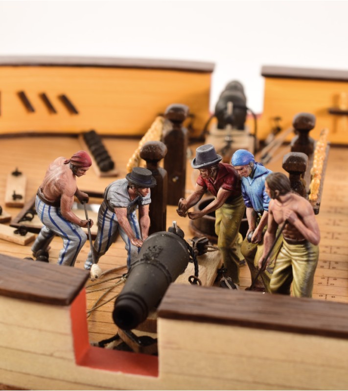 Sæt med 10 skibsfigurer i metal: Kanonerer i skala 1/48