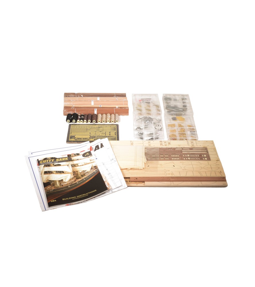 CUTTY SARK Clipper de Té 1:84 Maqueta de barco en Madera - Contenido del kit