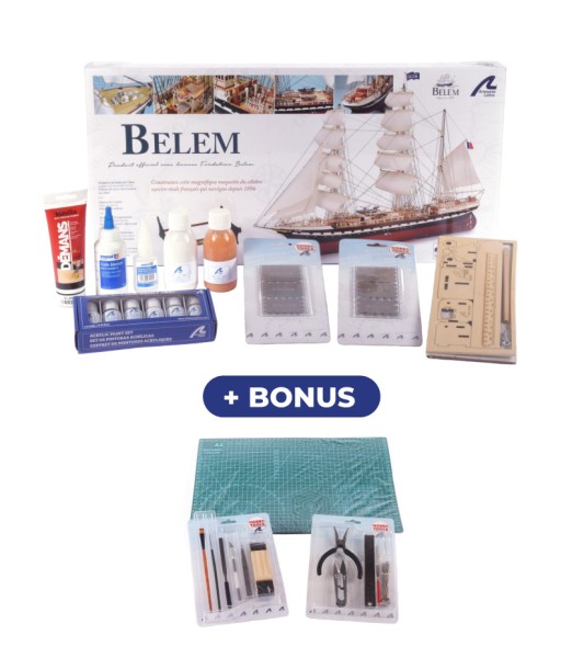 Школьный корабль Belem. Подарочный набор с моделью, красками и инструментами