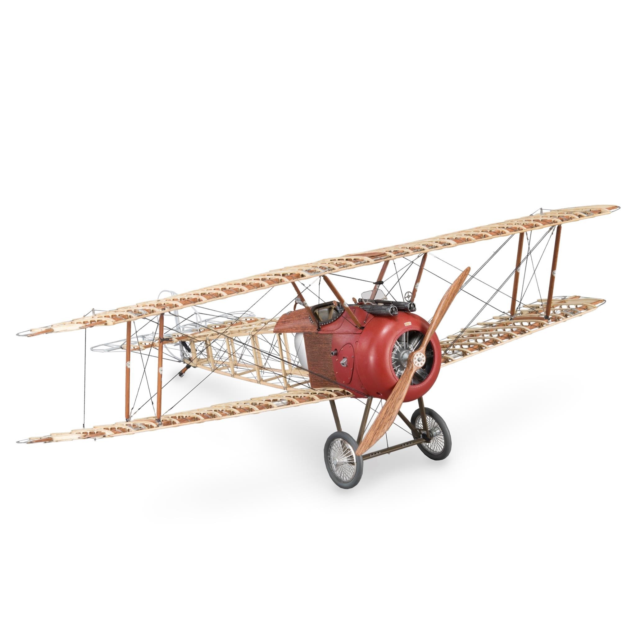 Wooden Metal Model Airplane. Biplane Fighter Sopwith Camel