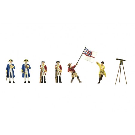 Sæt med 14 metalfigurer med tilbehør til HMS Endeavour