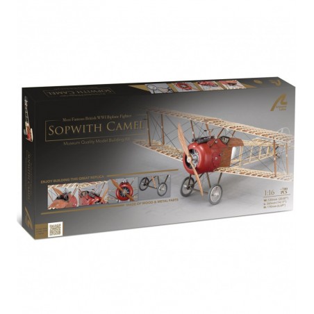 Sopwith Camel jachtvliegtuig 1:16. Schaalmodel 10 van hout en metaal