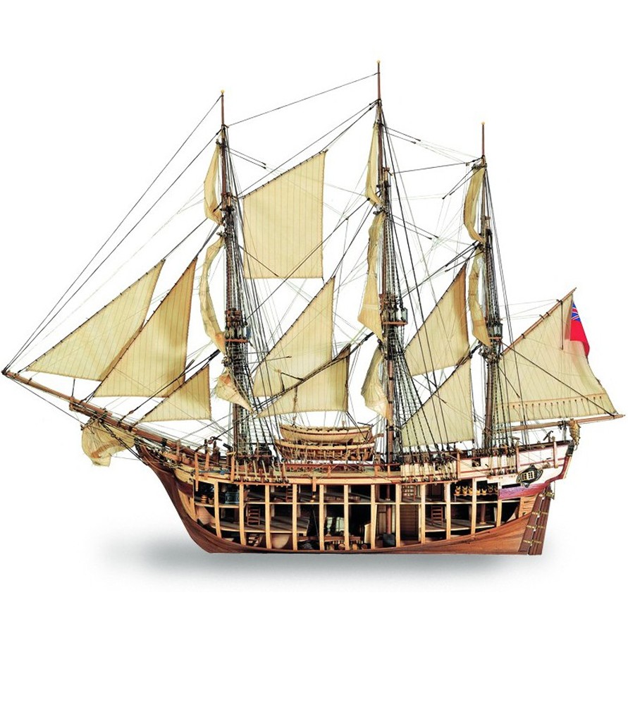 Wooden Model Ship Kit: Merchant Vessel HMS Bounty at 1:48
