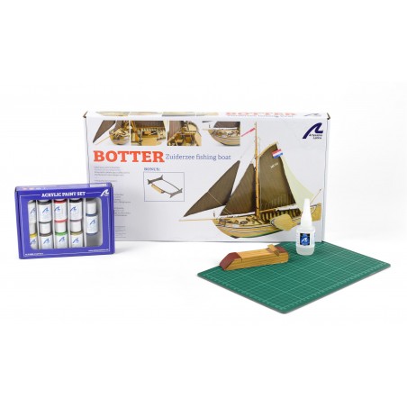 Fishing Boat Botter. Zestaw upominkowy z modelem statku, farbami i narzędziami
