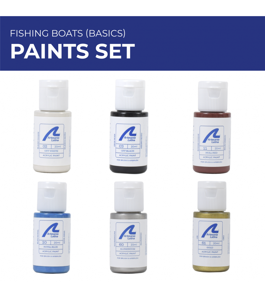 Basic Set of Acrylic Paints for Models of Fishing Boats