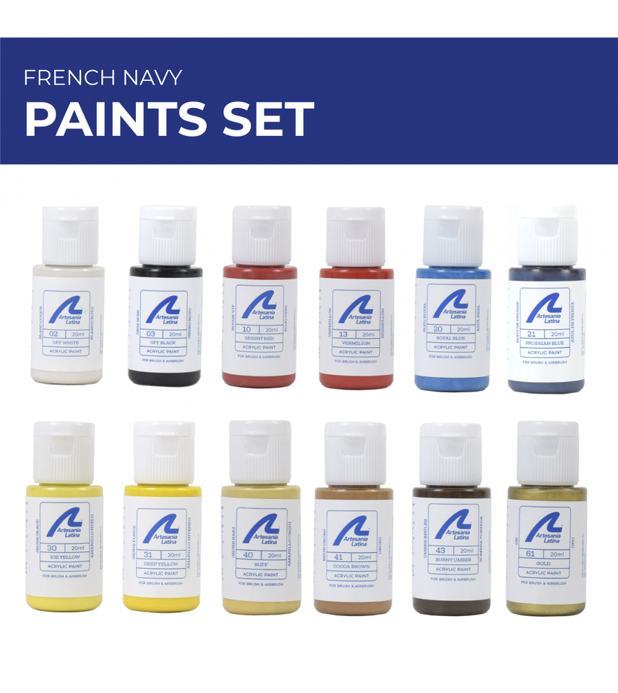 Set of Acrylic Paints for Model Ships of the French Navy