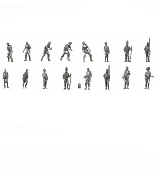 Set van 16 metalen figuren met accessoires voor Spaanse Armada schepen