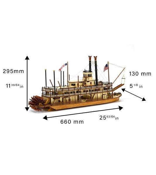 Pádlový parník Král Mississippi. stavebnice dřevěného modelu v měřítku 1:80