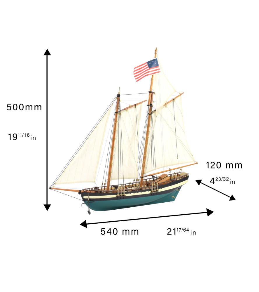 Amerykański szkuner Virginia. drewniany model...