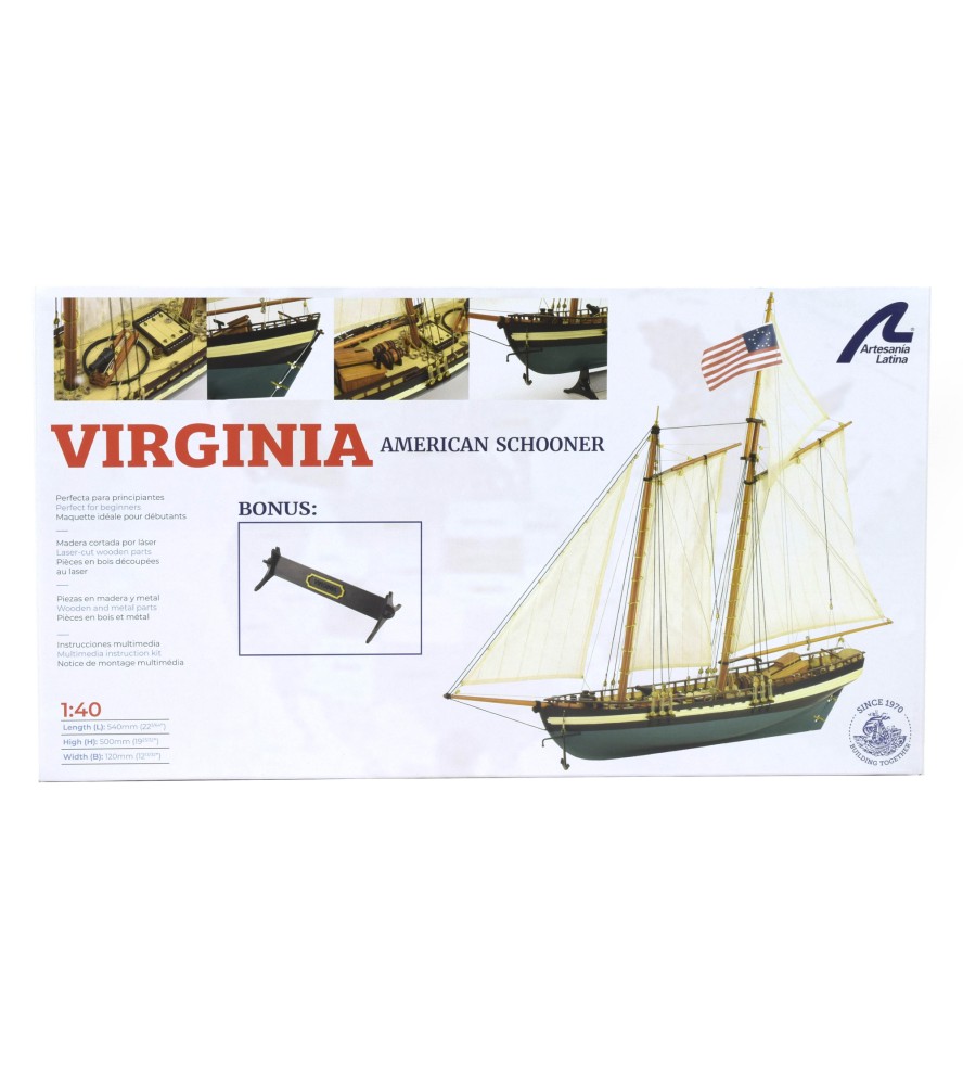 Amerykański szkuner Virginia. drewniany model...