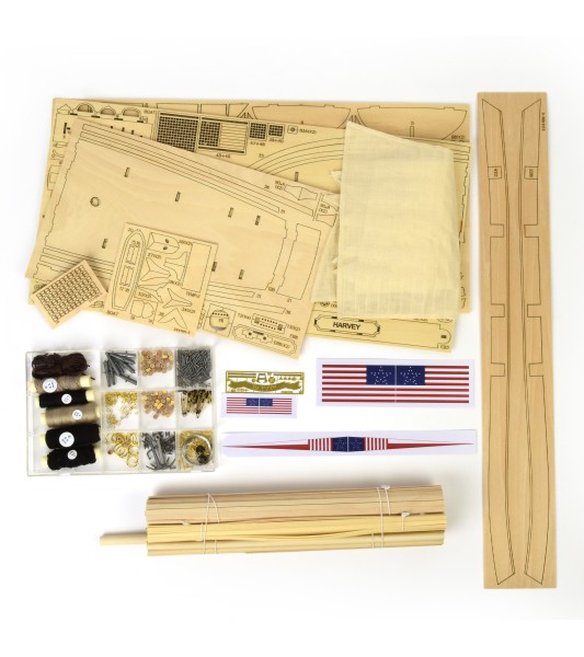 Goleta Americana HARVEY 1:60. Maqueta de Barco en Madera