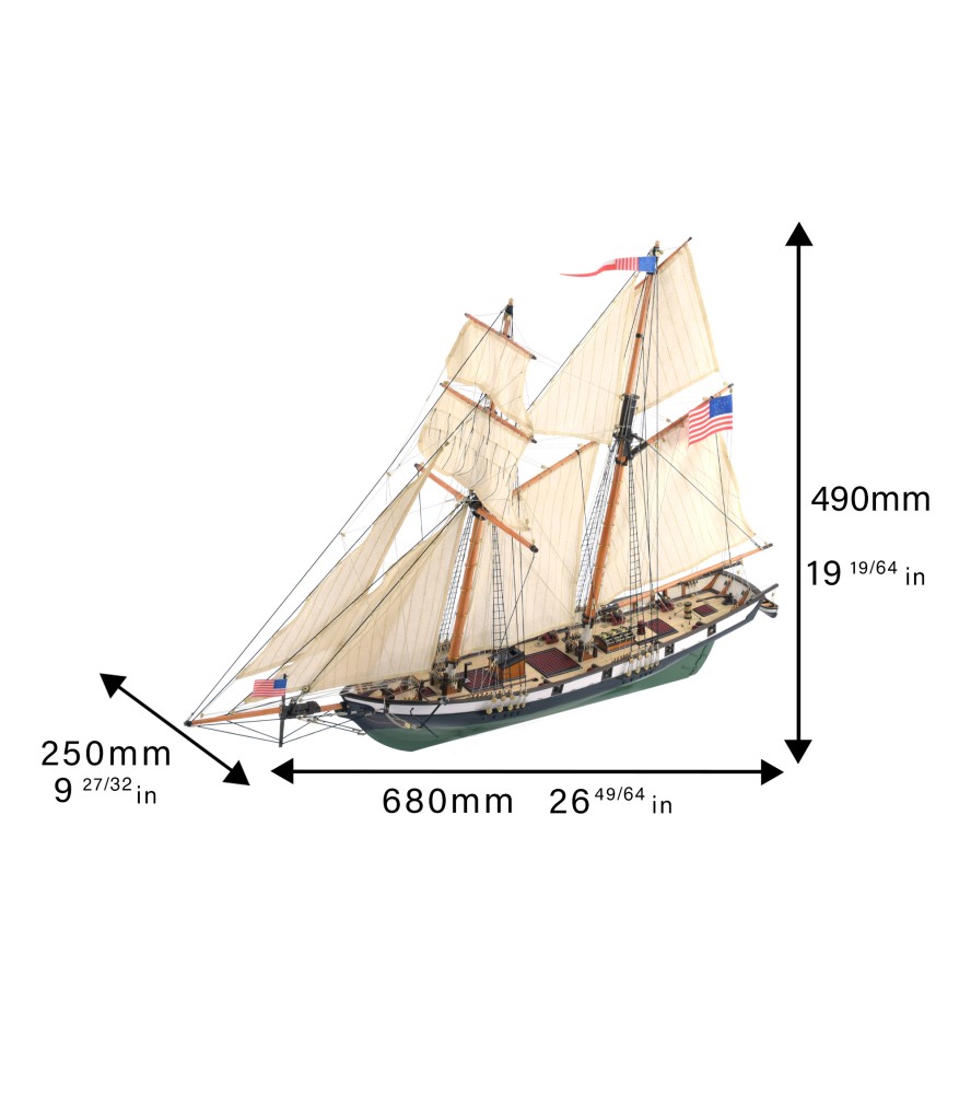 Goleta Americana HARVEY 1:60. Maqueta de Barco...