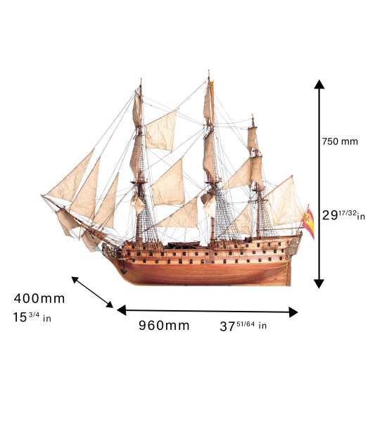 Lijnschip San Juan Nepomuceno 1:90 Houten Model Schip