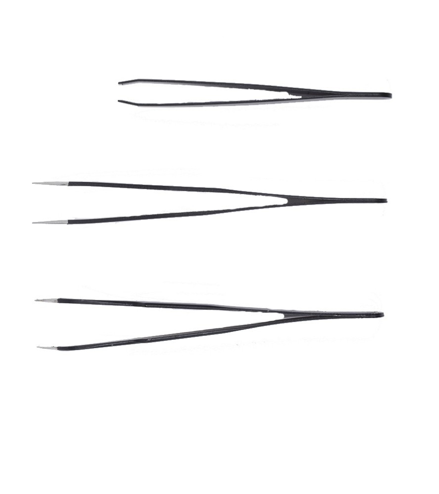Set van 3 professionele pincetten met...