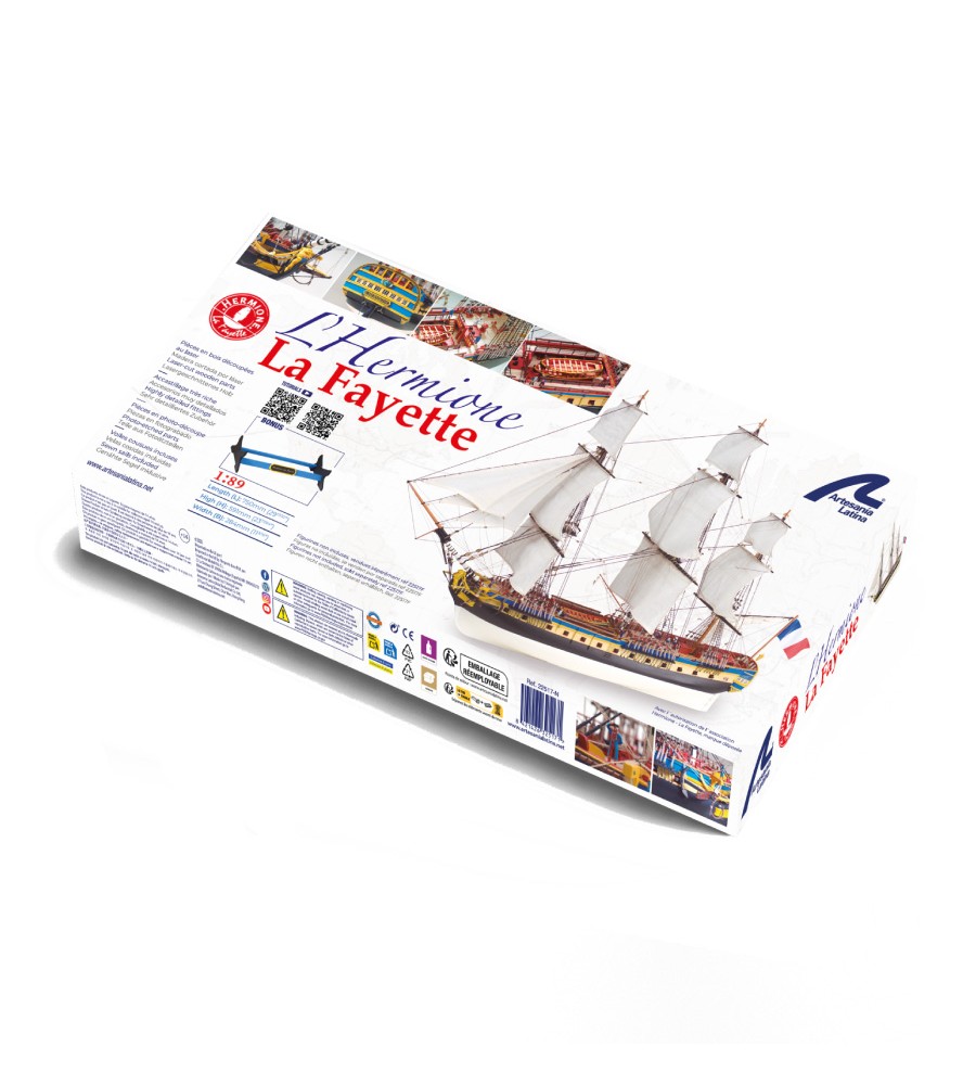 Fregat Hermione La Fayette 1:89. Houten modelschip