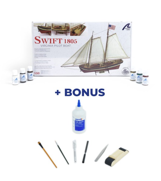 Barco Piloto Swift. Pack Regalo con Maqueta, Pinturas y Herramientas
