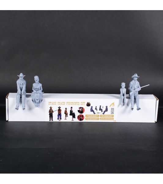 Set de 4 figuras en resina para diligencia STAGECOACH - Escala 1/12