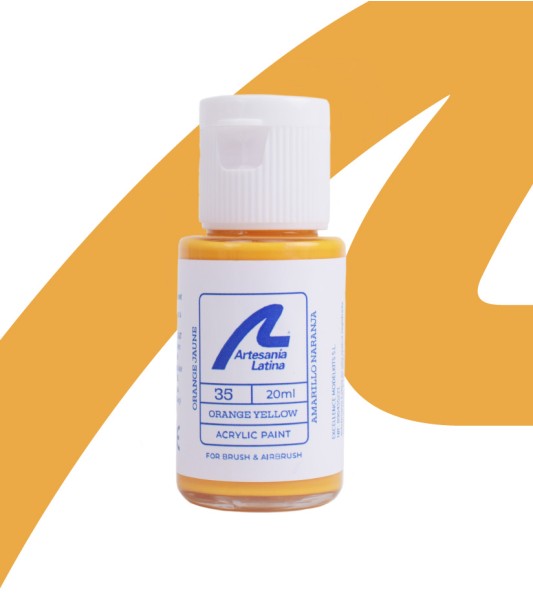 Barva na vodní bázi: oranžová žlutá (20 ml)