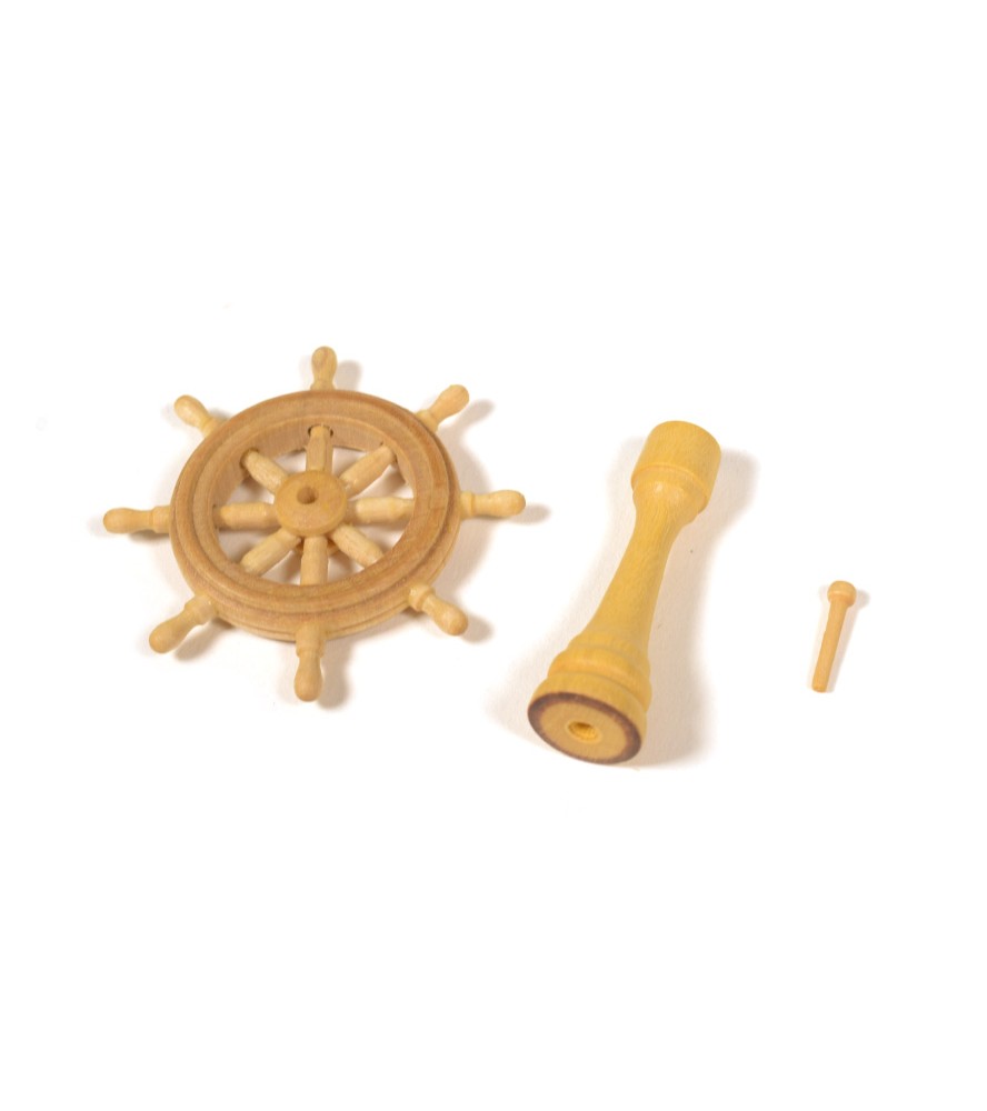 Roda e leme em madeira de 40 mm para modelação...