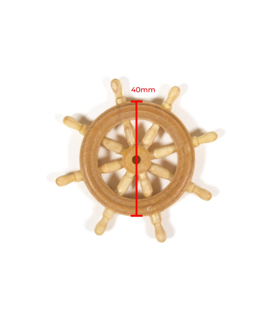 40 mm houten wiel en roer voor modelschepen