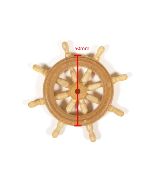 Ror og hjul 40 mm i træ til skibsmodellering